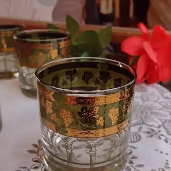 6 vasos de whisky enchapados en oro 24 kt