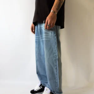 JEAN BAGGY DESGASTADO STAN CELESTE