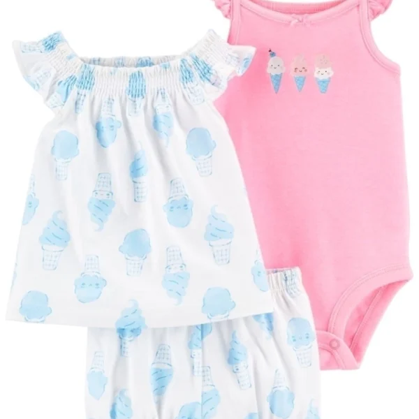 Carter's Set 3 piezas Body, Remera y Short "Helado