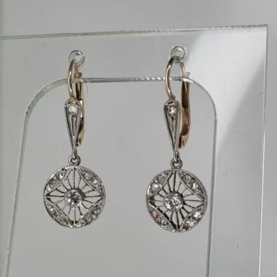 ANTIGUO BROCHE PENDEDOR PLATA Y MARQUESITAS NUDO