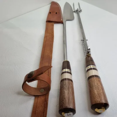 SET DE ASADO TENEDOR Y CUCHILLO CON ESTUCHE, ALPACA Y HOJA DE ACERO 18CM cod: TA300A