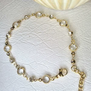 PULSERAS DE ACERO DORADO CON CRISTALES GRANDES COD: MK47