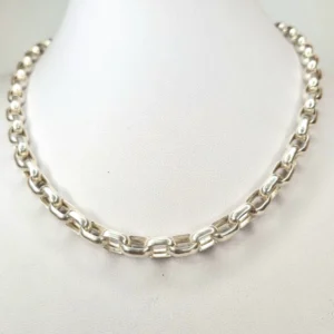 CADENA DE PLATA INFLADA CON ESLABONES RECTANGULARES 60CM COD: 5852