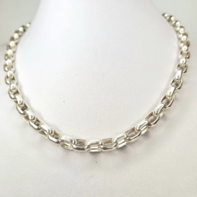 CADENA DE PLATA INFLADA CON ESLABONES RECTANGULARES 60CM COD: 5852