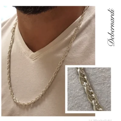 CADENA DE PLATA INFLADA CON ESLABONES RECTANGULARES 60CM COD: 5852