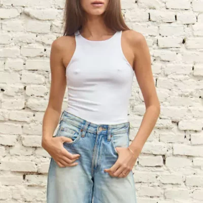 Top Violeta Long Blanco