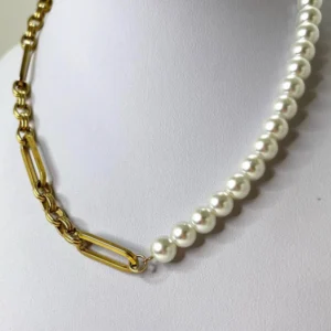 COLLAR ENCHAPADO Y PERLAS (IMITACION) CIERRE MARINERO 6832