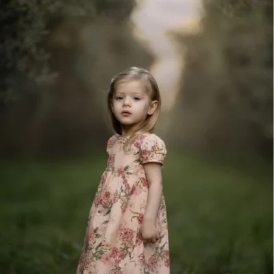 Vestido en poplin de algodon estampado Poupee