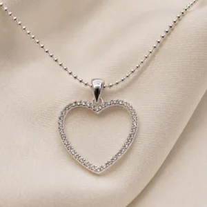 CADENA CON DIJE CORAZON DE CUBICS EN PLATA 925 COD: JK115 — Joyería Debernardi, Bahía Blanca