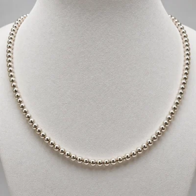 COLLAR BOLITAS DE 4MM PLATA 295 45CM COD: 11317