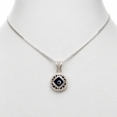 DIJE OJO TURCO CON CADENA DE PLATA 925 COD: K9308 — Joyería Debernardi, Bahía Blanca