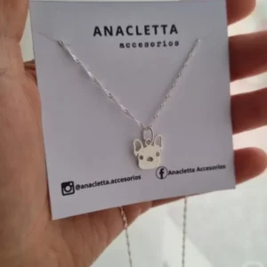 Gargantilla Bull Dog plata 925 — Anacletta Accesorios, Bahía Blanca