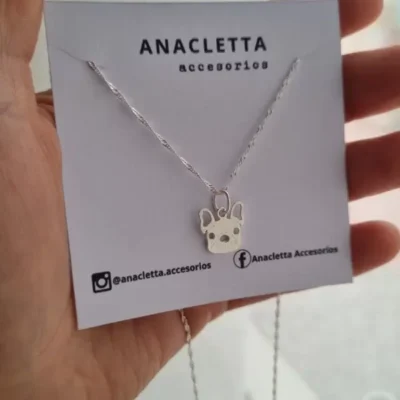 Gargantilla Bull Dog plata 925 — Anacletta Accesorios, Bahía Blanca