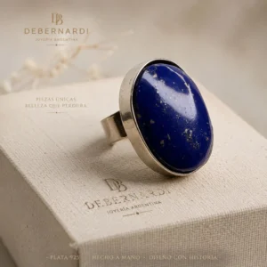 ANILLO ANTIGUO DE PLATA 925 LAPISLAZULI NATURAL EN TALLA OVAL CON CUERPO AJUSTABLE