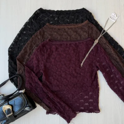 Blusa de encaje cuello puntilla (3 colores) — Cattley Shoes, Bahía Blanca