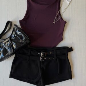Short gamuzado con doble cinto