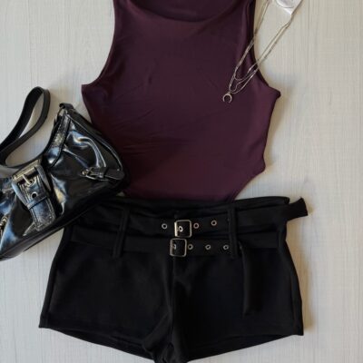 Short gamuzado con doble cinto
