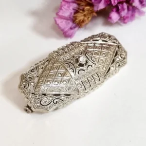 HERMOSA PLAQUETA BROCHE PRENDEDOR EN PLATA K2061