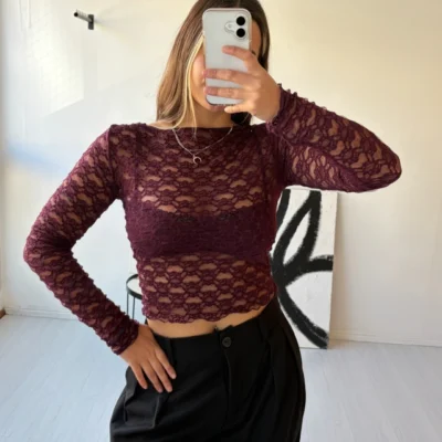 Blusa de encaje cuello puntilla (3 colores) — Cattley Shoes, Bahía Blanca