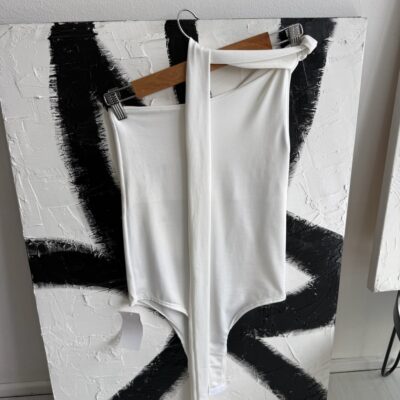 Body de lycra con corbata WHITE