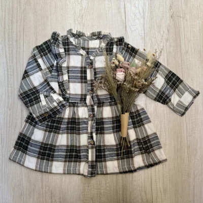 VESTIDO PRINCESA ESCOCÉS GRIS/BEIGE