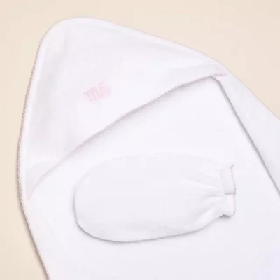 Toalla de algodon pima con ribete Rosa