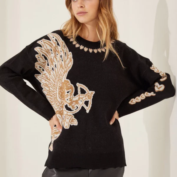 Sweater CUPID negro • camel