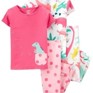 Set 4 piezas Pijama de algodón Dinosaurio