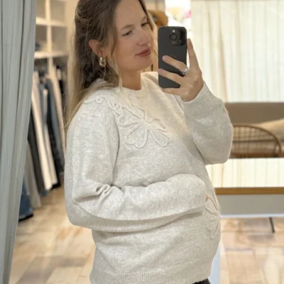Sweater Nala - Beige jaspedado — Casa Blanca Showroom, Bahía Blanca