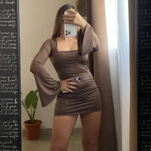 VESTIDO MANGA OXFORD C/APLIQUE