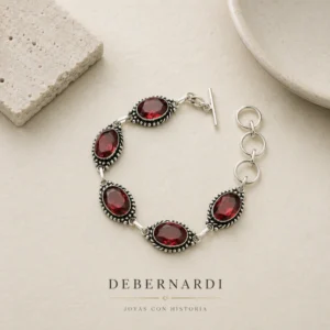 PULSERA PLATA Y GRANATES TAILANDESA — Joyería Debernardi, Bahía Blanca