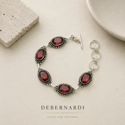 PULSERA PLATA Y GRANATES TAILANDESA — Joyería Debernardi, Bahía Blanca