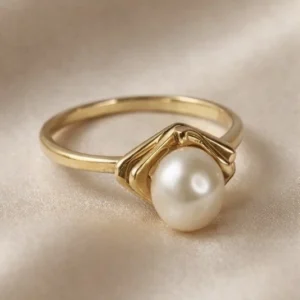 ANILLO ORO 18 KTS ART DECO CON PERLA DE CULTIVO DE MAR — Joyería Debernardi, Bahía Blanca