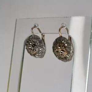 AROS ANTIGUOS PLATA Y ORO CON MARQUESITAS K2049 — Joyería Debernardi, Bahía Blanca