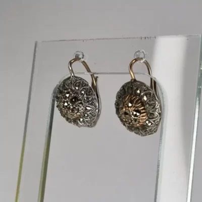 AROS ANTIGUOS PLATA Y ORO CON MARQUESITAS K2049 — Joyería Debernardi, Bahía Blanca