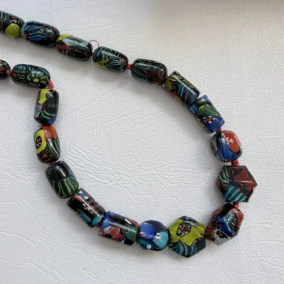 COLLAR ITALIANO MILLEFIORI CON CUENTAS CRISTAL GRANDES — Joyería Debernardi, Bahía Blanca