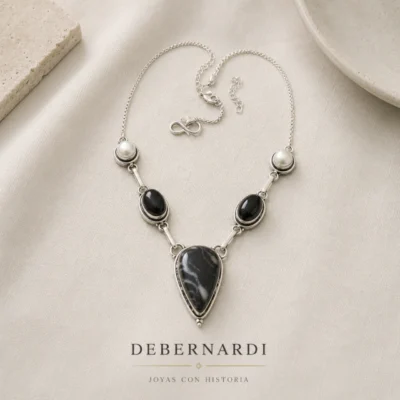 COLLAR MARROQUI CON ONIX EN PLATA TIPO GARGANTILLA — Joyería Debernardi, Bahía Blanca