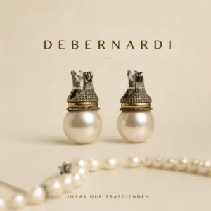 PAR DE AROS LADY DI PLATA Y ORO ANTIGUOS PERLAS MAJORICA — Joyería Debernardi, Bahía Blanca