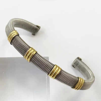 PULSERA ESCLAVA CON BISAGRA PIEDRAS DE RAIZ NATURAL TAILANDIA k1361 — Joyería Debernardi, Bahía Blanca