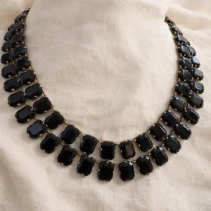 COLLAR CRISTALES AZABACHE AUSTRIACOS 2 VUELTAS ART DECO — Joyería Debernardi, Bahía Blanca