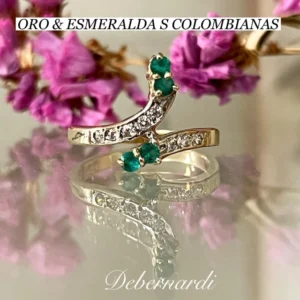 ANILLO ORO Y ESMERALDA COLOMBIANAS ORO 18K SK271 — Joyería Debernardi, Bahía Blanca
