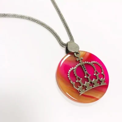 CADENA Y COLGANTE ACERO Y DIJE AMATISTA NATURAL PENDULO — Joyería Debernardi, Bahía Blanca