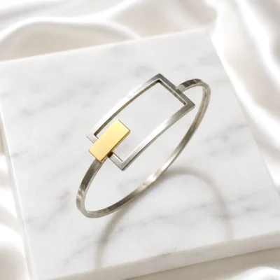 ESCLAVA DE PLATA 925 Y ORO 52MM — Joyería Debernardi, Bahía Blanca
