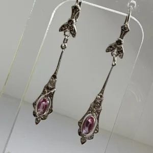 AROS ANTIGUOS ART DECO CON ROSA DE FRANCIA NATURAL PLATA — Joyería Debernardi, Bahía Blanca