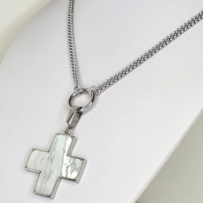 CADENA Y COLGANTE ACERO Y DIJE AMATISTA NATURAL PENDULO — Joyería Debernardi, Bahía Blanca